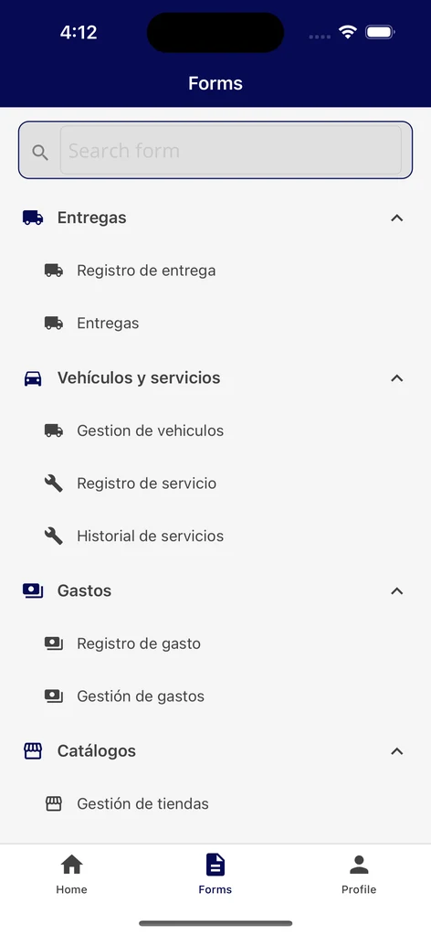 Captura oficial dos formulários móveis de Flows