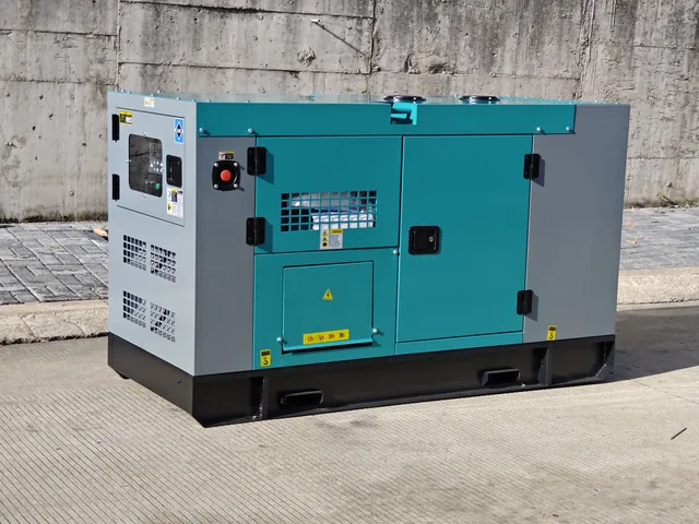 Generador con gabinete turquesa y gris